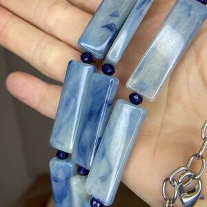 Sfera Blue Swirl Lucite Necklace - Trendy